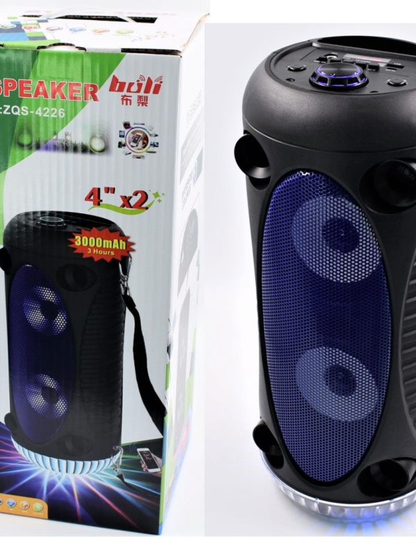 Boxa Portabila Activa Cu 2 Difuzoare, ZQS 4226, Bluetooth, USB, TF/SD Card, Aux, Radio FM, Telecomanda