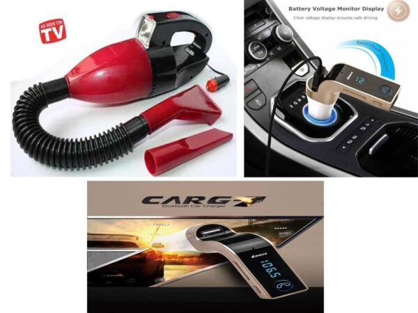Modulator FM mp3 player bluetooth, hands-free cu incarcator pentru diverse dispozitive incorporat + Aspirator Auto vacuum Cleaner