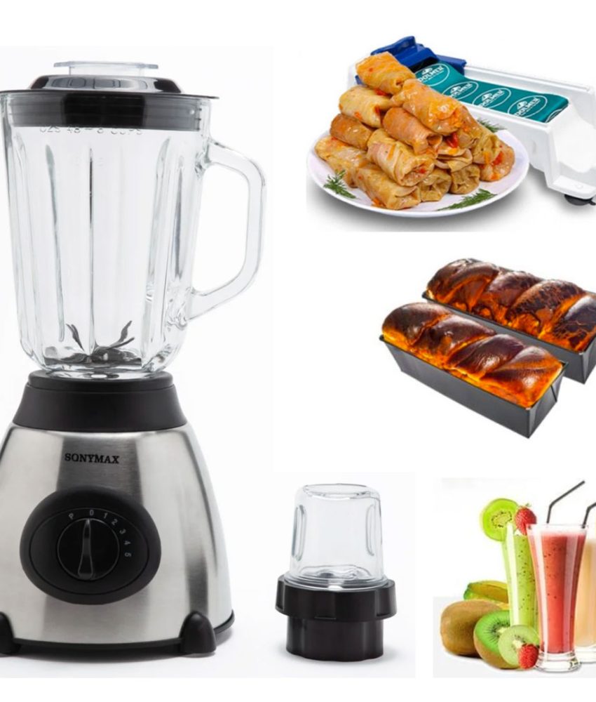 Blender de masa Heinner HBL-500R, 500W, 2 viteze+Pulse, Bol 1.5 L, Rasnita, Negru+ Dolmer de facut sarmale + Cadou tava cozonac
