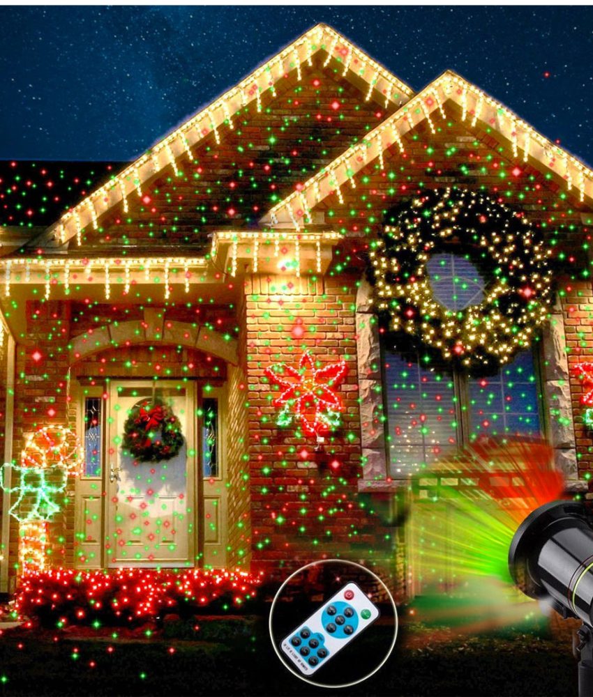 Brad Complet Impodobit cu globuri, instalatie, beteala, suport  + Proiector Laser cu joc de lumini multicolore pentru exteriorul sau interiorul casei!