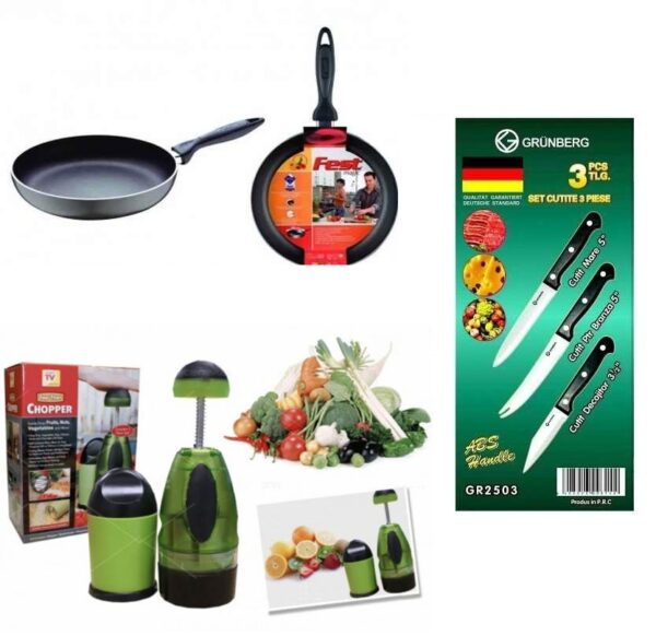 Set 2 Tigai teflon + Aparat de tocat legume Amazing Chopper + CADOU set 3 cutite inox!