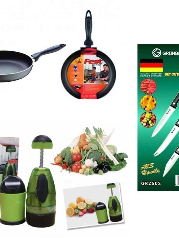 Set 2 Tigai teflon + Aparat de tocat legume Amazing Chopper + CADOU set 3 cutite inox!