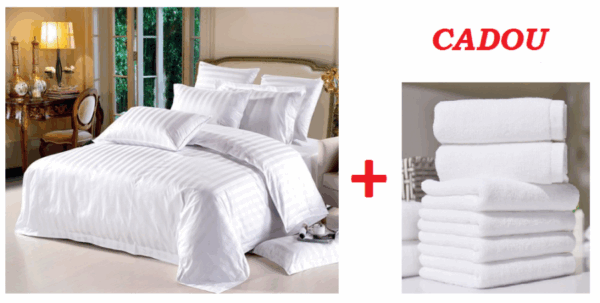 Lenjerie dubla Damasc  Policoton XXL king size, 4 piese + CADOU Set 4 Prosoape tip hotelier bumbac 100%, 50x 90cm!