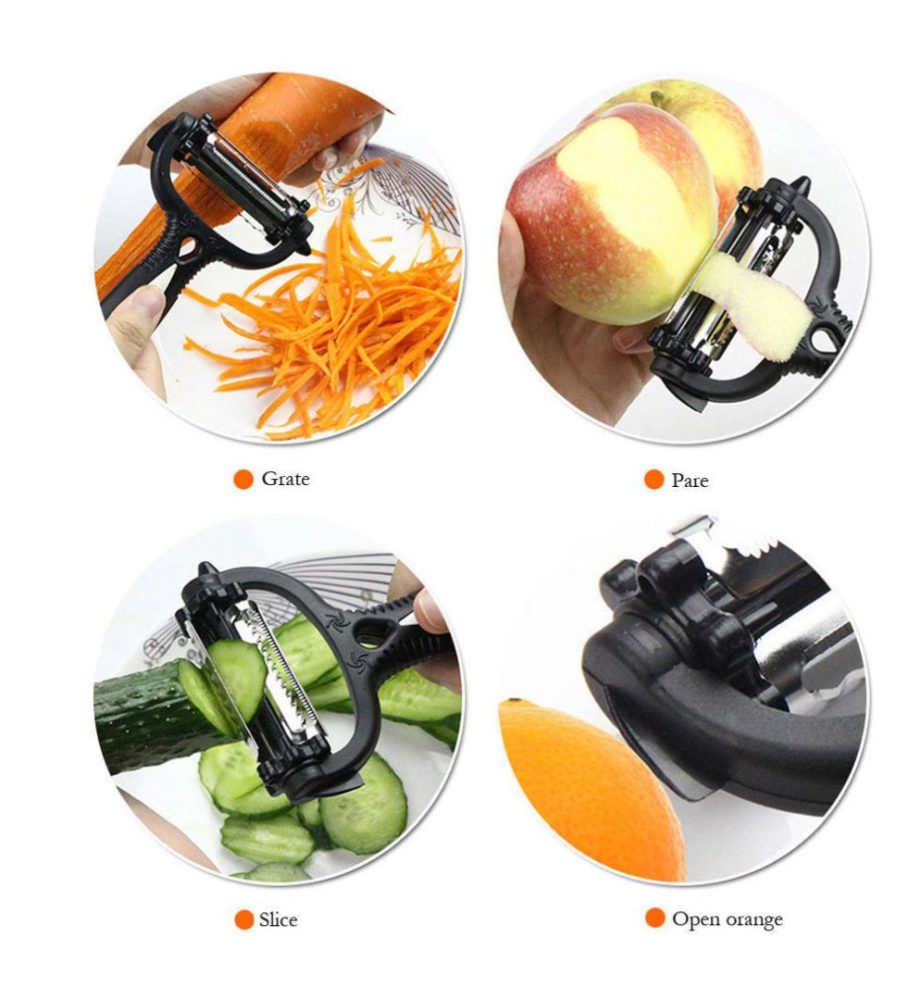 Pachet bucatarie 6 articole: Tigaie grill+Tigaie sosuri+Razatoare 7 piese Vanora Home+Cutit Razuitor fructe,legume 3in1+Sita pliabila orez,fasole,mazare