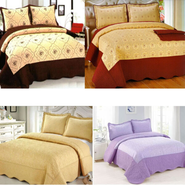 Cuvertura de Pat Luxury, pentru pat dublu cu 2 fete de perna 50 x 80 cm, matlasata, bumbac