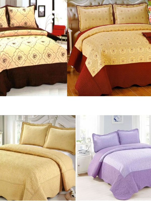 Cuvertura de Pat Luxury, pentru pat dublu cu 2 fete de perna 50 x 80 cm, matlasata, bumbac