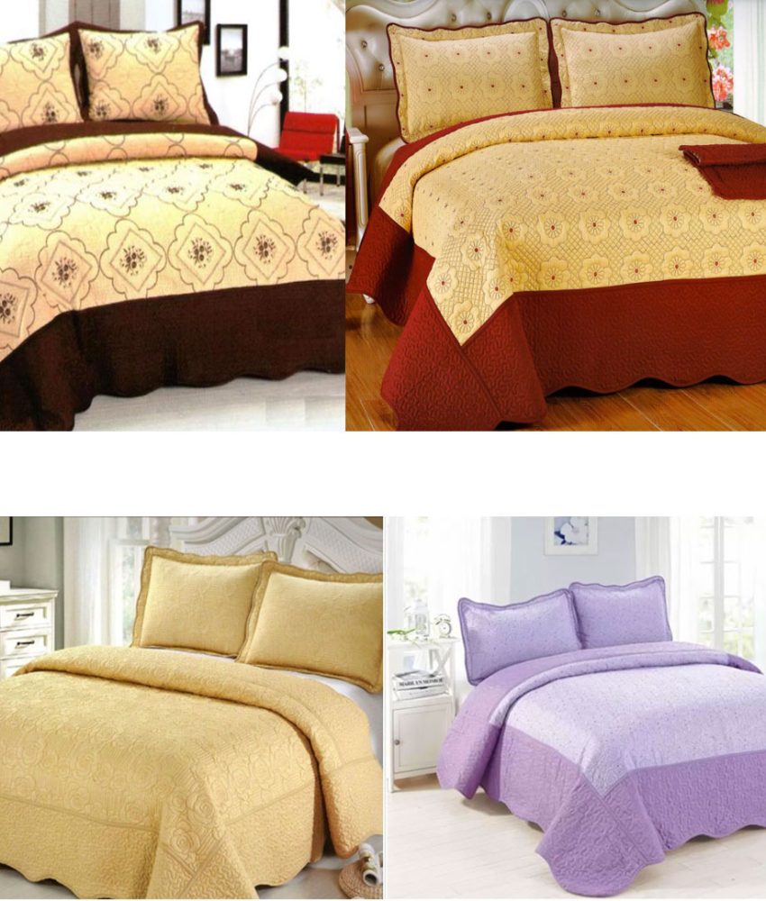 Cuvertura de Pat Luxury, pentru pat dublu cu 2 fete de perna 50 x 80 cm, matlasata, bumbac