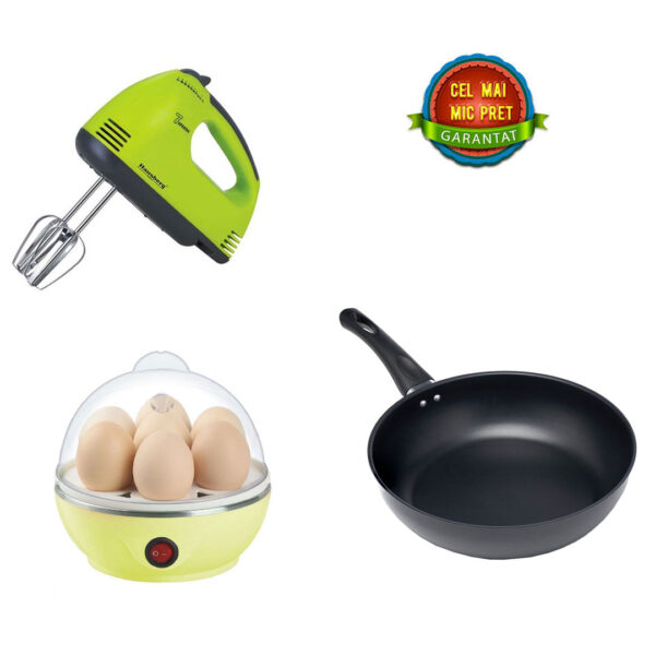 Mixer electric + Fierbator electric de oua Egg Poacher + Tigaie teflonata 24cm