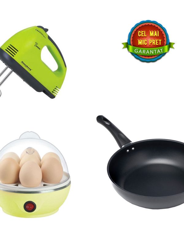 Mixer electric + Fierbator electric de oua Egg Poacher + Tigaie teflonata 24cm