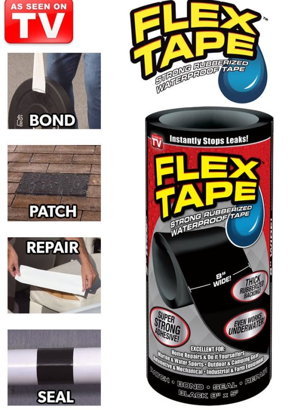 Banda Super Adeziva Flex Tape vazuta la TV care repara si lipeste orice