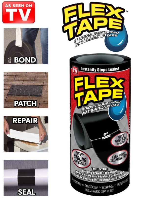 Banda Super Adeziva Flex Tape vazuta la TV care repara si lipeste orice