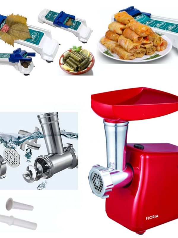 Masina De Tocat Carne Victronic MG5002, Rosu/Negru, Putere 1200W, Accesorii Umplut Carnati, Functie Revers,1.6kg/Min + Aparat profesional de facut sarmale Dolmer