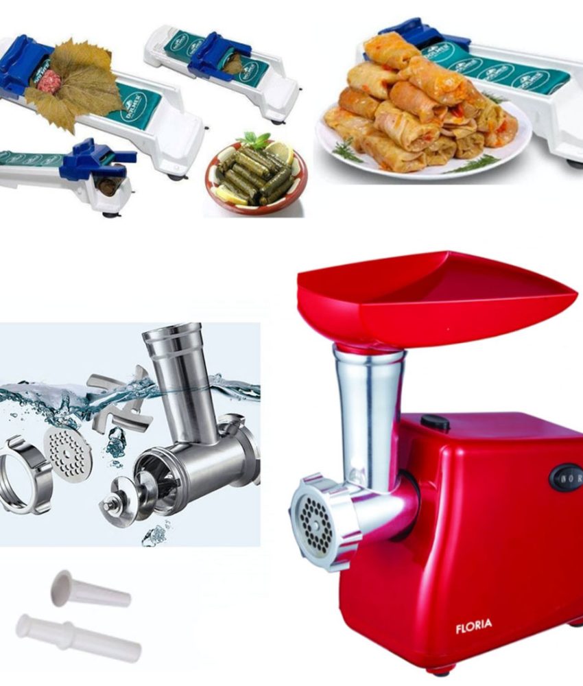 Masina De Tocat Carne Victronic MG5002, Rosu/Negru, Putere 1200W, Accesorii Umplut Carnati, Functie Revers,1.6kg/Min + Aparat profesional de facut sarmale Dolmer