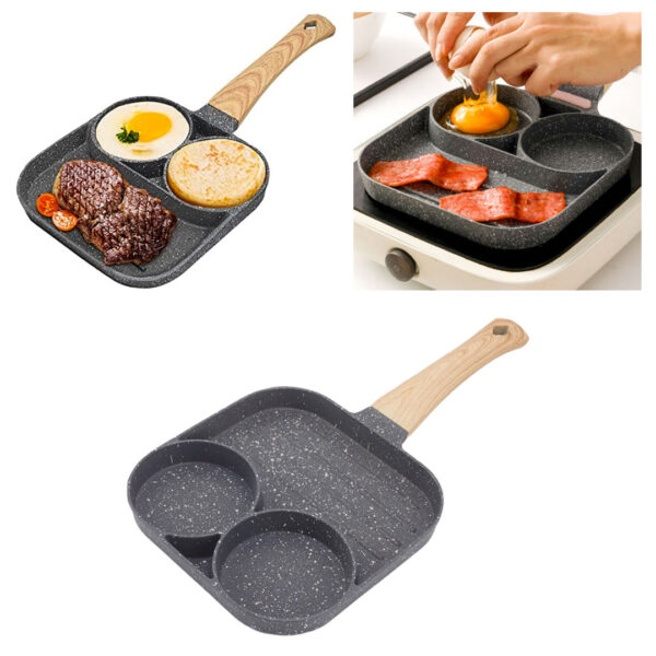 Tigaie antiaderenta cu 2 compartimente si zona de grill, material aliaj de aluminiu, Frying Pan