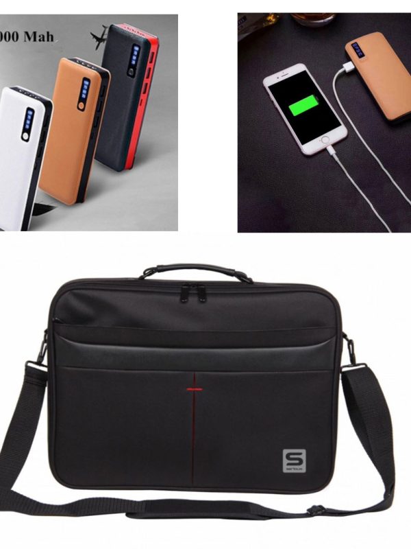 Geanta notebook Serioux, SRX-8444, dimensiuni 40 x 30 x 6cm + Baterie externa Smart Power Bank 20000 mAh, 3 x USB design piele