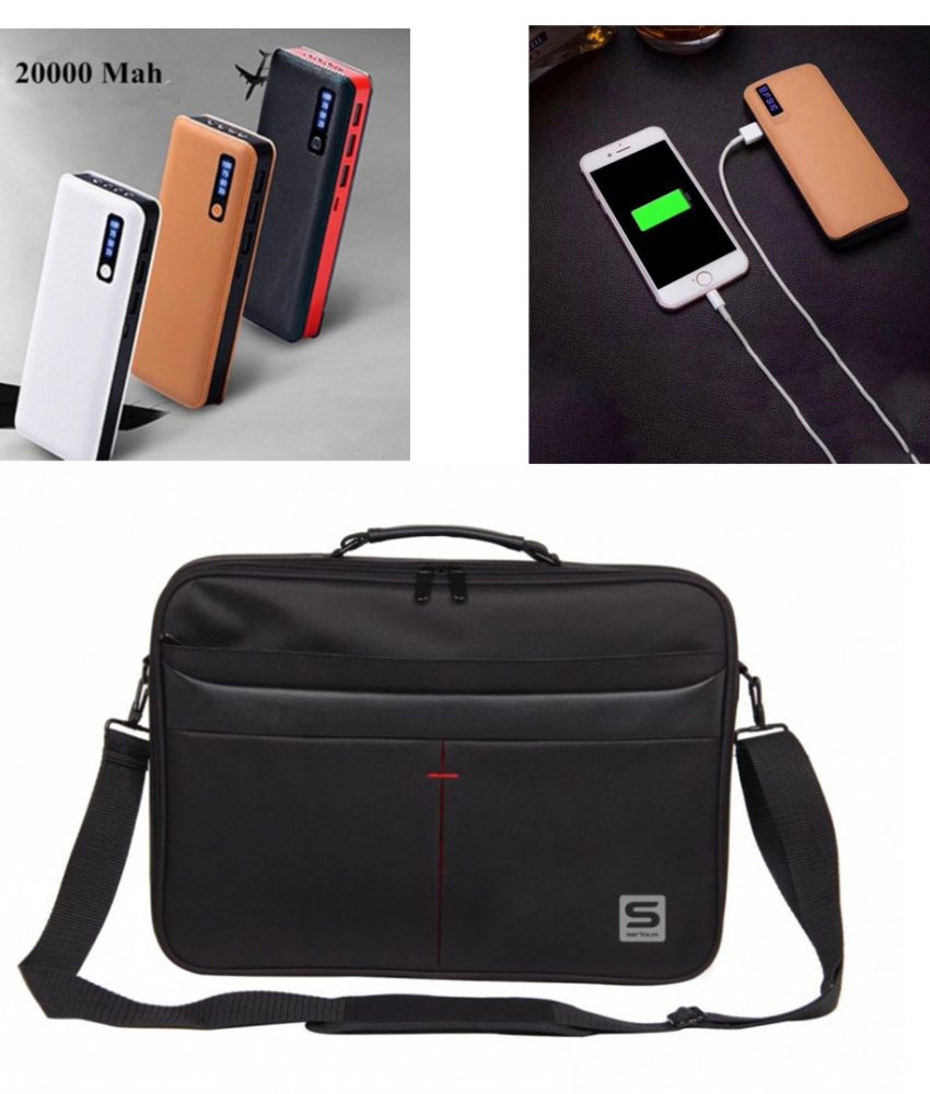 Geanta notebook Serioux, SRX-8444, dimensiuni 40 x 30 x 6cm + Baterie externa Smart Power Bank 20000 mAh, 3 x USB design piele