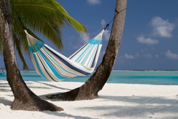 Hamac columbian multicolor, din bumbac, 80x200cm, material foarte rezistent, sistem de prindere