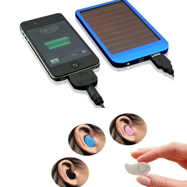 Incarcator SOLAR Telefon/Tableta, pentru calatorii si acasa + cablu USB de incarcare + CADOU Casca Bluetooth