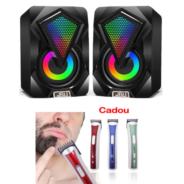 Sistem 2 boxe JRH, leduri, mufa casti, RMS 6W + Cadou Aparat de ras Nova