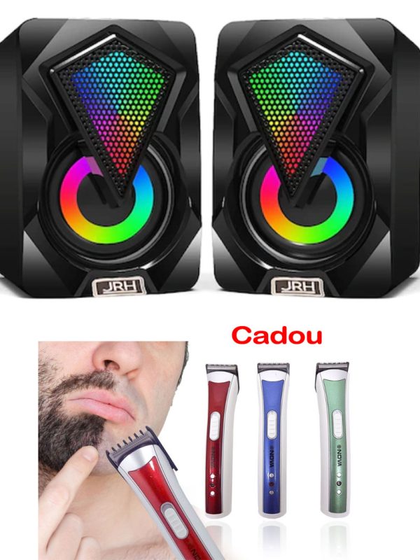 Sistem 2 boxe JRH, leduri, mufa casti, RMS 6W + Cadou Aparat de ras Nova