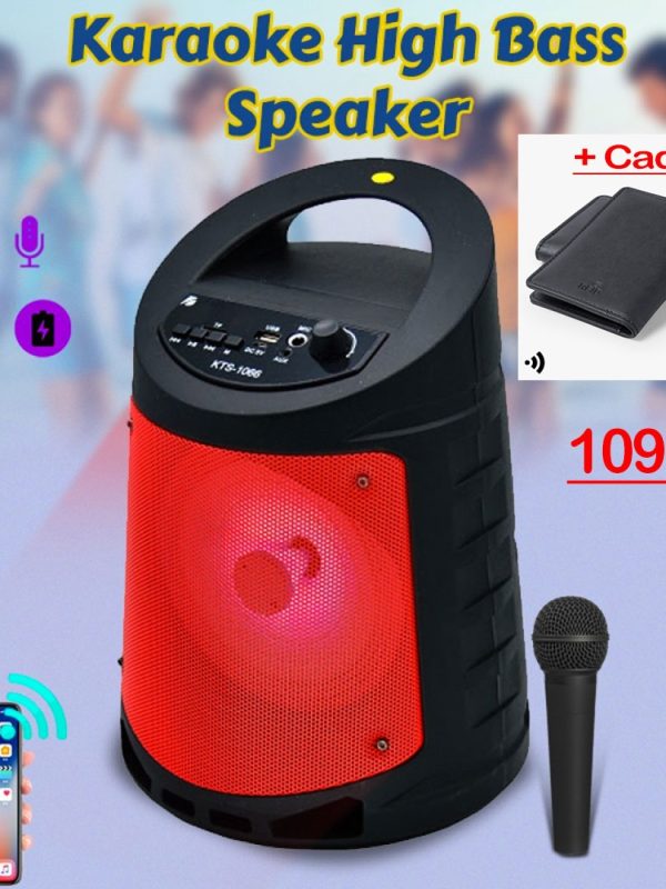 Reduceri Finale! Boxa portabila cu subwoofer KTS 1066, Radio FM, Karaoke, Bluetooth, 200W, Telecomanda + Microfon, Bass puternic, USB + Cadou Portofel carduri!