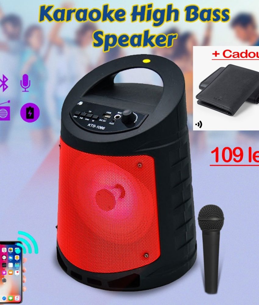 Reduceri Finale! Boxa portabila cu subwoofer KTS 1066, Radio FM, Karaoke, Bluetooth, 200W, Telecomanda + Microfon, Bass puternic, USB + Cadou Portofel carduri!
