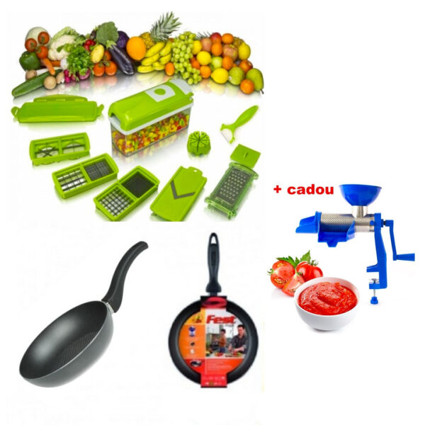 Razatoarea Nicer Dicer 9 piese, 11 moduri de taiere + Set 2 Tigai teflon + CADOU Masina de stors rosii!
