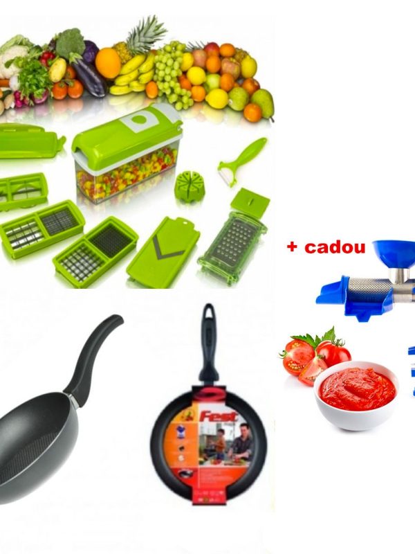 Razatoarea Nicer Dicer 9 piese, 11 moduri de taiere + Set 2 Tigai teflon + CADOU Masina de stors rosii!
