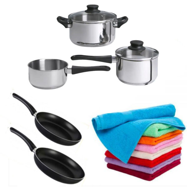 Oale inox 5 Piese + Set 2 Tigai teflon + CADOU Set 5 prosoape bumbac pakistanez!