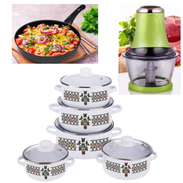 Set de gatit Vanora 10 piese + Robot de bucatarie electric/Tocator + Tigaie teflon Delis, 24cm!