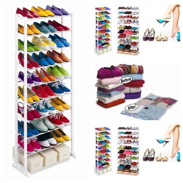Organizator pantofi Shoe Rack 30 perechi, metalic + CADOU 2 saci vacuum, pentru vidat haine!