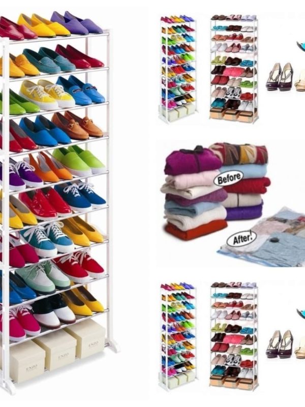 Organizator pantofi Shoe Rack 30 perechi, metalic + CADOU 2 saci vacuum, pentru vidat haine!