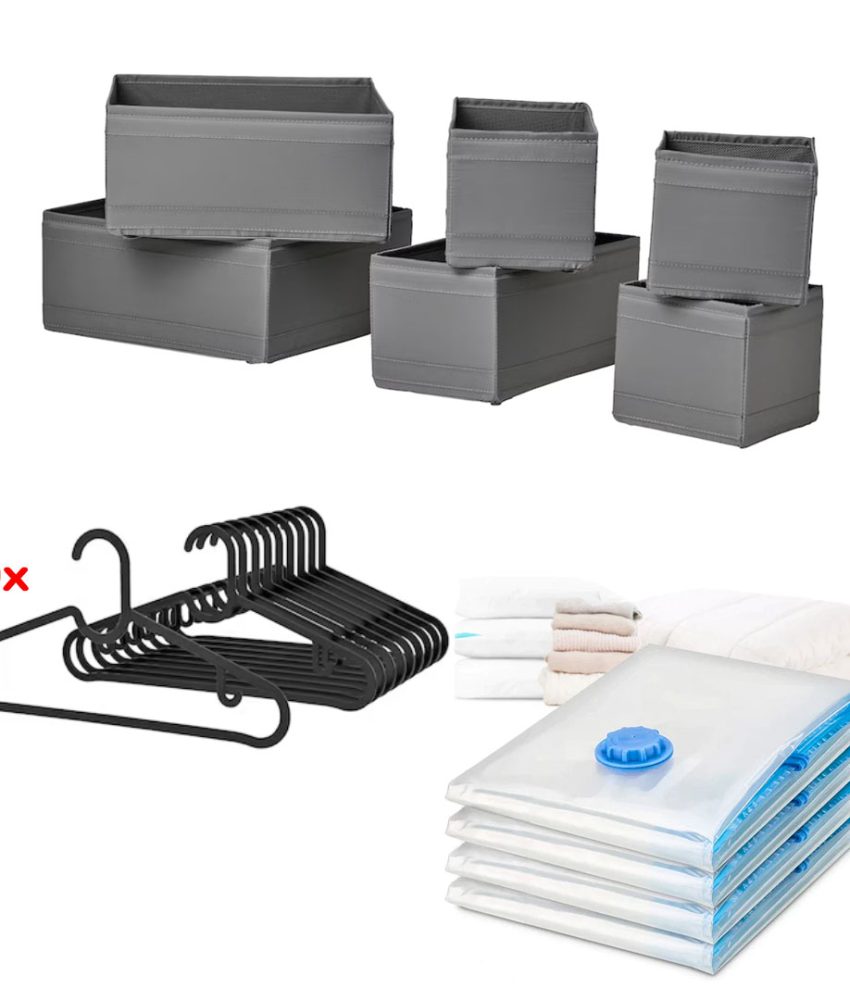 Set 6 buc cutii depozitare ,10 umerase plus 4 saci de vidat haine cu dimensiunea de 70x110 cm