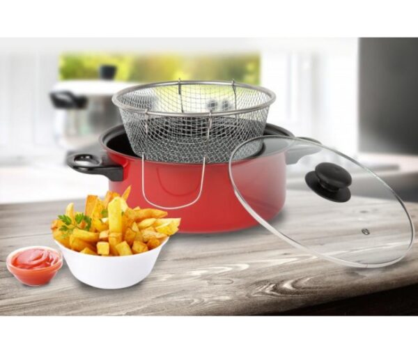 Friteuza Teflonata Cu Capac Si Cos, 24 Cm, VANORA HOME