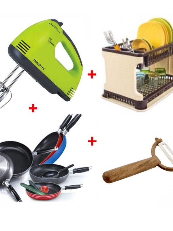 Mixer electric, 7 viteze, 4 palete + Suport vase etajat tip ratan + 1 Tigaie teflon + CADOU cutit de curatat fructe si legume!