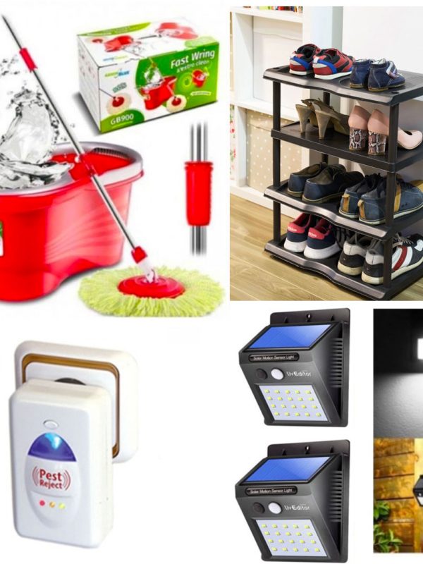 Mop Rotativ cu Galeata Easy Clean + Etajera pantofi + Pest reject, aparat cu ultrasunete impotriva daunatorilor + Cadou Lampa solara cu senzori