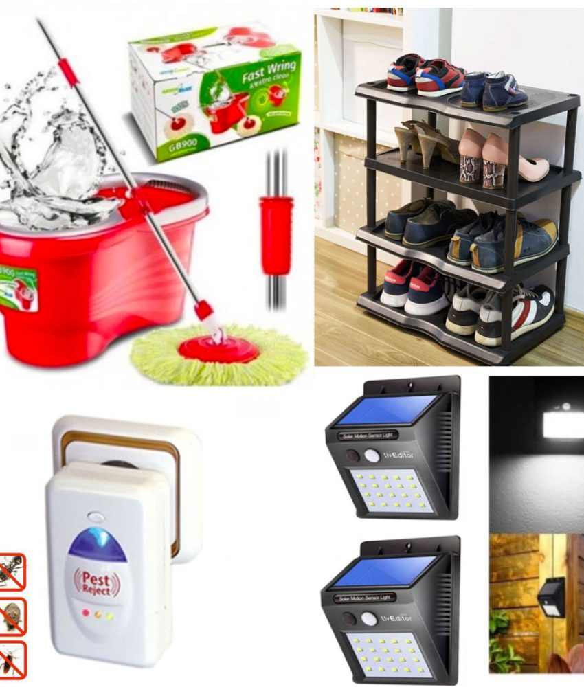 Mop Rotativ cu Galeata Easy Clean + Etajera pantofi + Pest reject, aparat cu ultrasunete impotriva daunatorilor + Cadou Lampa solara cu senzori