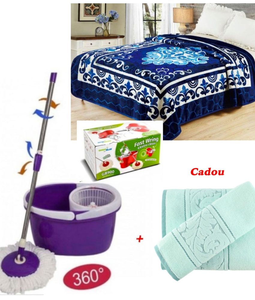 Patura Luxury groasa, 200X230cm, diferite modele/culori + Mop rotativ cu galeata, Easy Clean+ Cadou Set 2 Prosoape de baie, 50x100cm bumbac Eco!