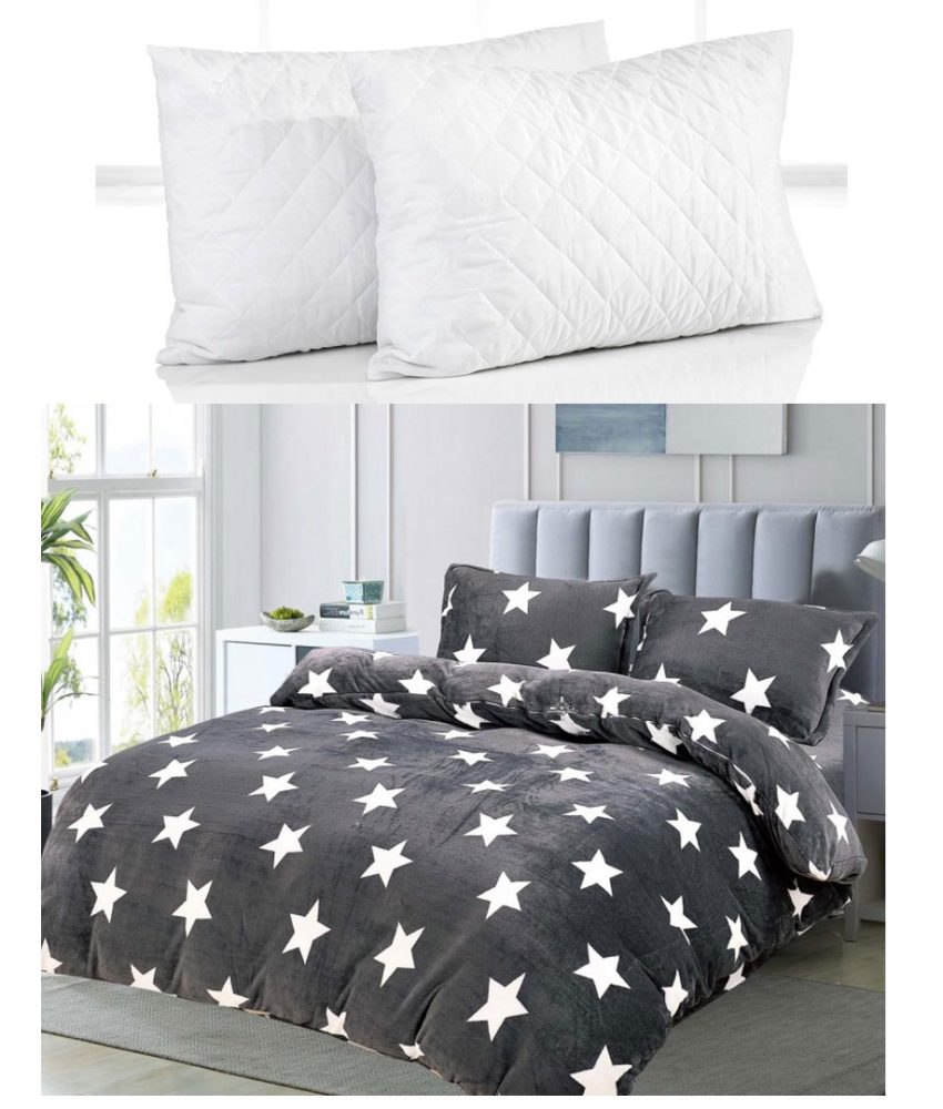 Pilota Pufoasa Si Calduroasa Cocolino, 200x220cm, Model Stelute + Set 2 perne matlasate Hypo-Alergice 50x70cm