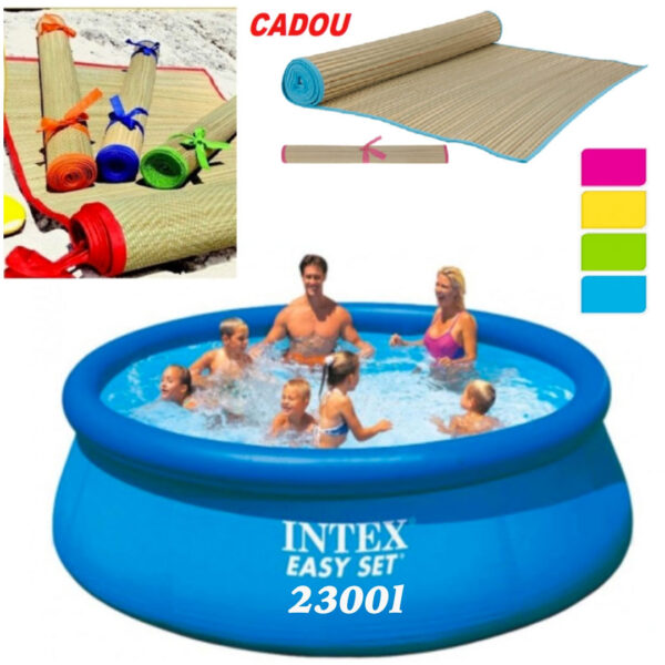 Piscina gonflabila, rotunda, BestWay FastSet, 244 x 61 cm, 1880 L+ Cadou Rogojina de plaja din bambus!