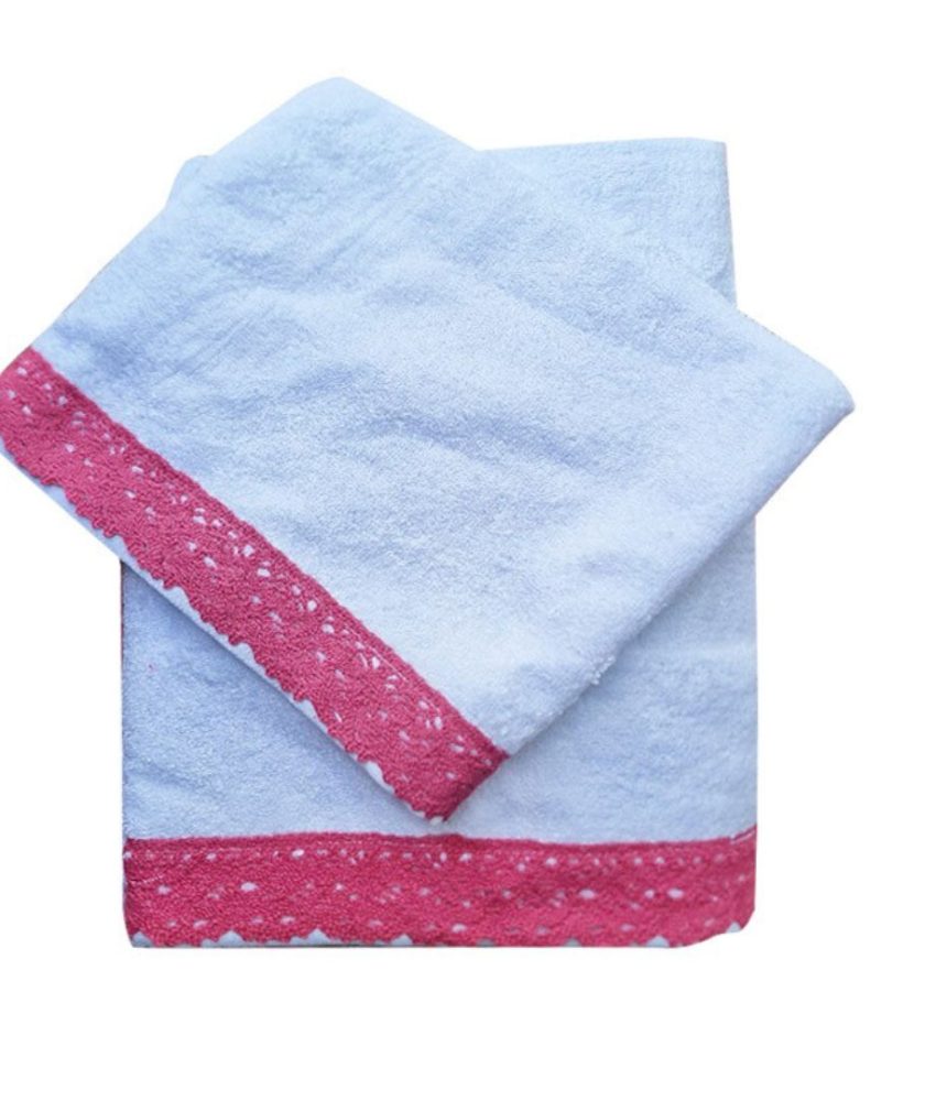 Set 2 Prosoape de baie cu Dantela, Dormy, 50 x 100 cm si 70x140 cm, Bumbac 100%