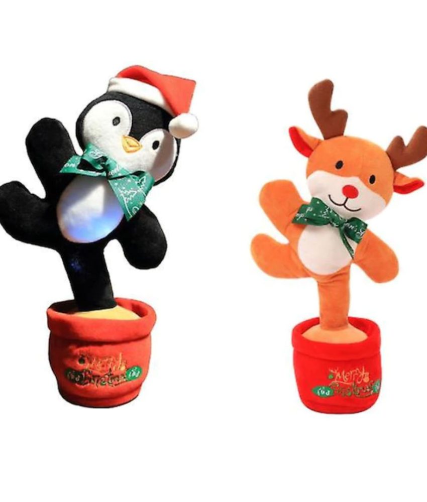 Jucarie interactiva de plus, Mos Craciun, Ren, Pinguin, Brad, Cactus cu functii multiple - Danseaza, Canta, Imita