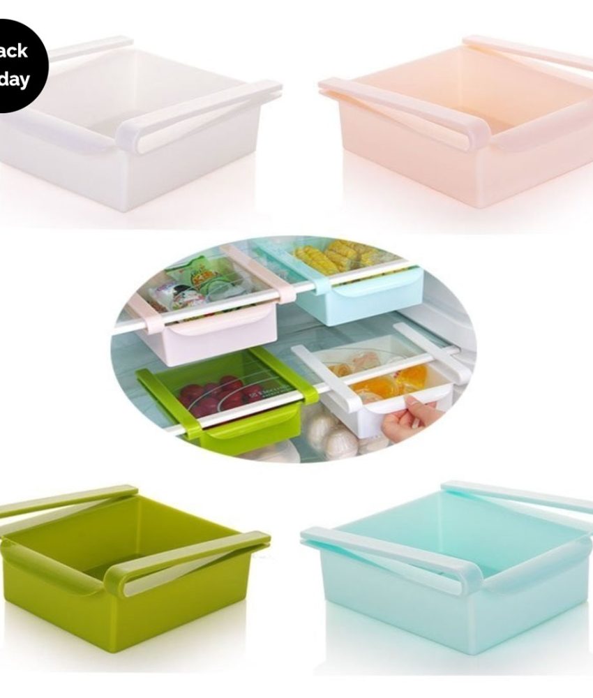 Set 2 organizatoare frigider tip sertar, diferite culori