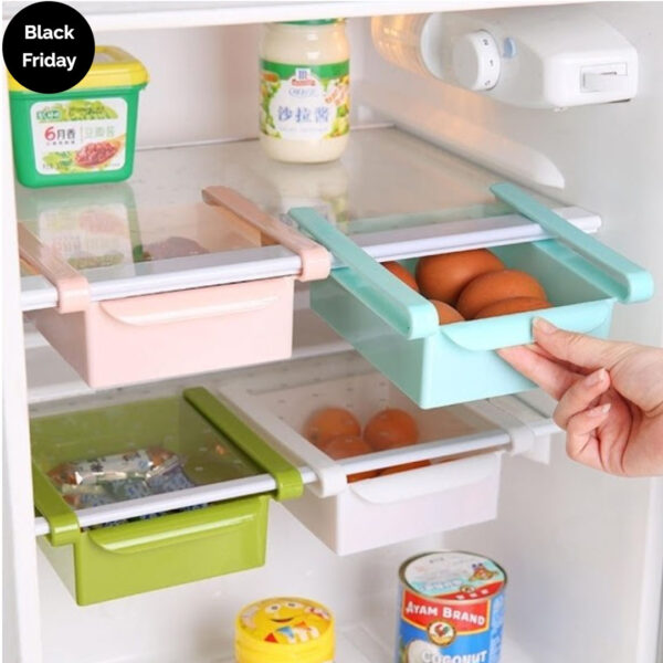 Set 2 organizatoare frigider tip sertar, diferite culori