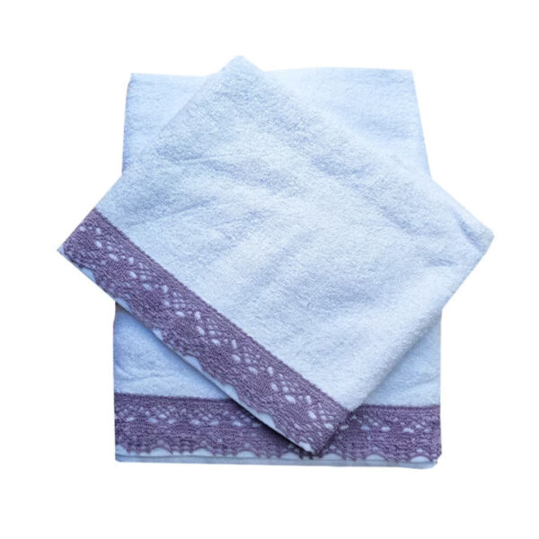 Set 2 Prosoape de baie cu Dantela, Dormy, 50 x 100 cm si 70x140 cm, Bumbac 100%
