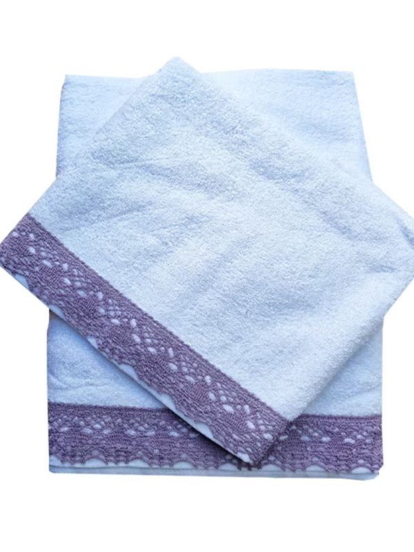 Set 2 Prosoape de baie cu Dantela, Dormy, 50 x 100 cm si 70x140 cm, Bumbac 100%