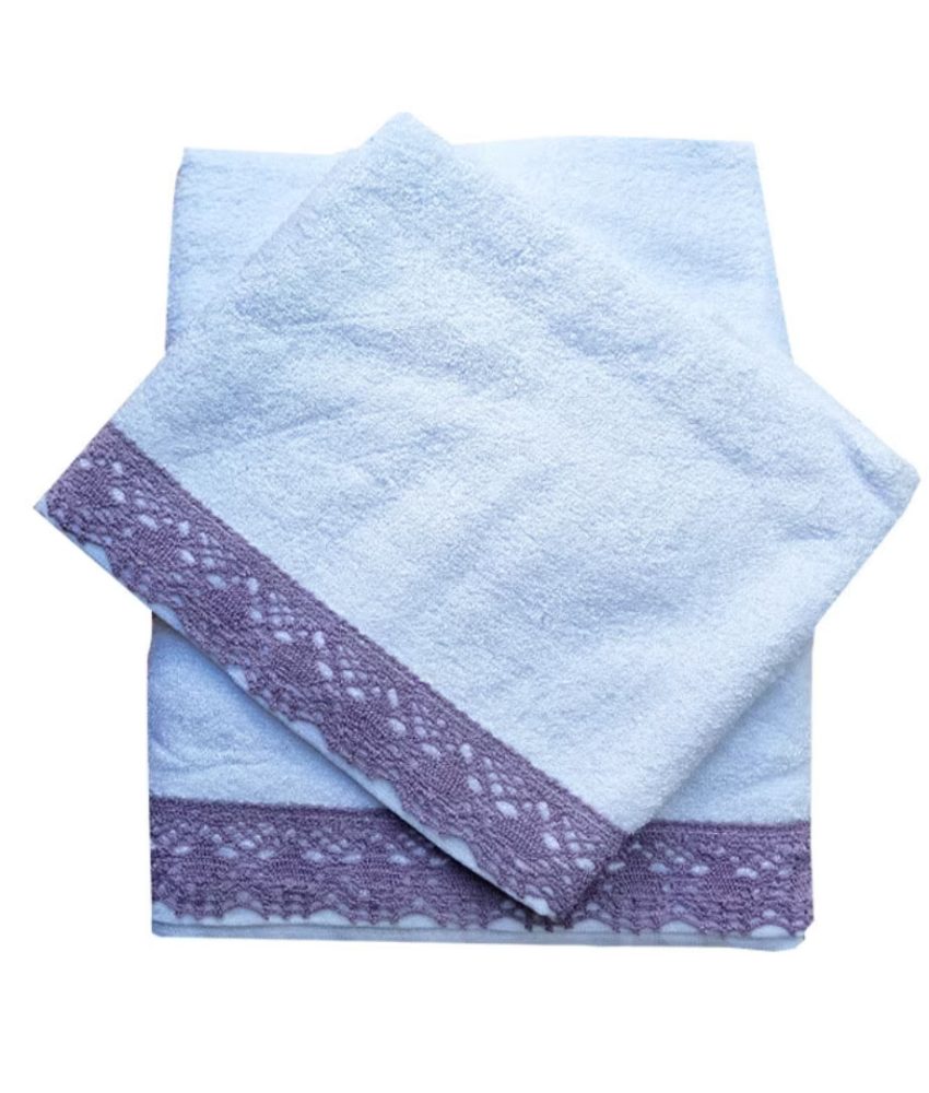 Set 2 Prosoape de baie cu Dantela, Dormy, 50 x 100 cm si 70x140 cm, Bumbac 100%