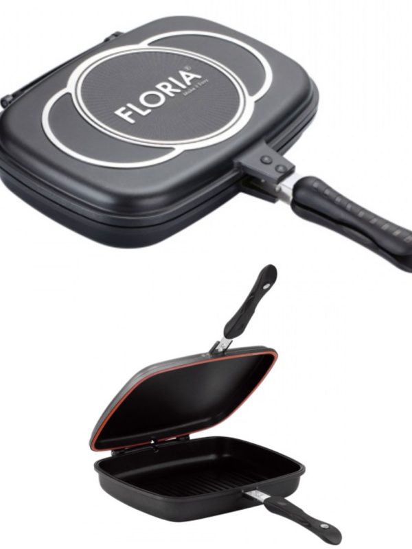 Tigaie dubla Floria ZLN7019 Negru, 30x20cm, parti detasabile, usor de curatat