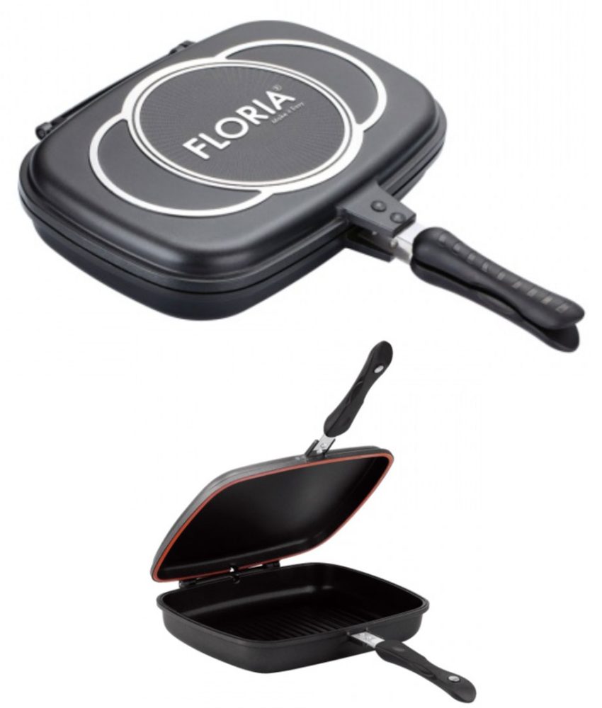 Tigaie dubla Floria ZLN7019 Negru, 30x20cm, parti detasabile, usor de curatat