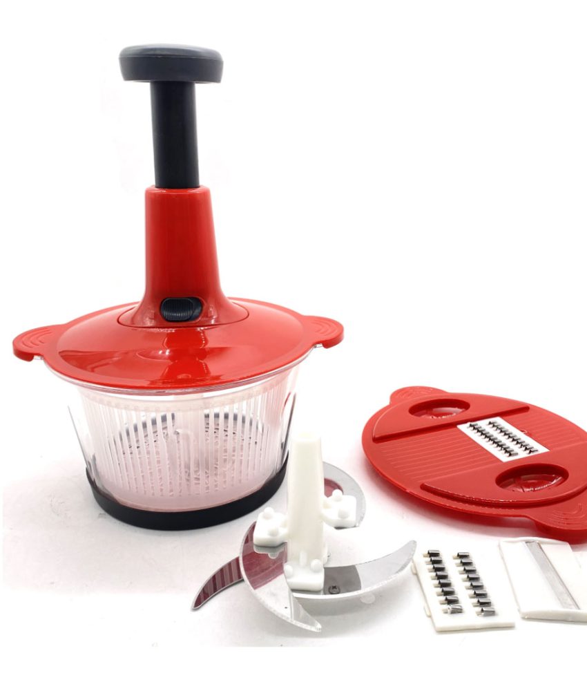 Tocator manual Vanora Home Bony multifunctional, 4 lame inox, capacitate 2l, razatoare + Set 3 boluri mixare inox 16/20/28cm Vanora